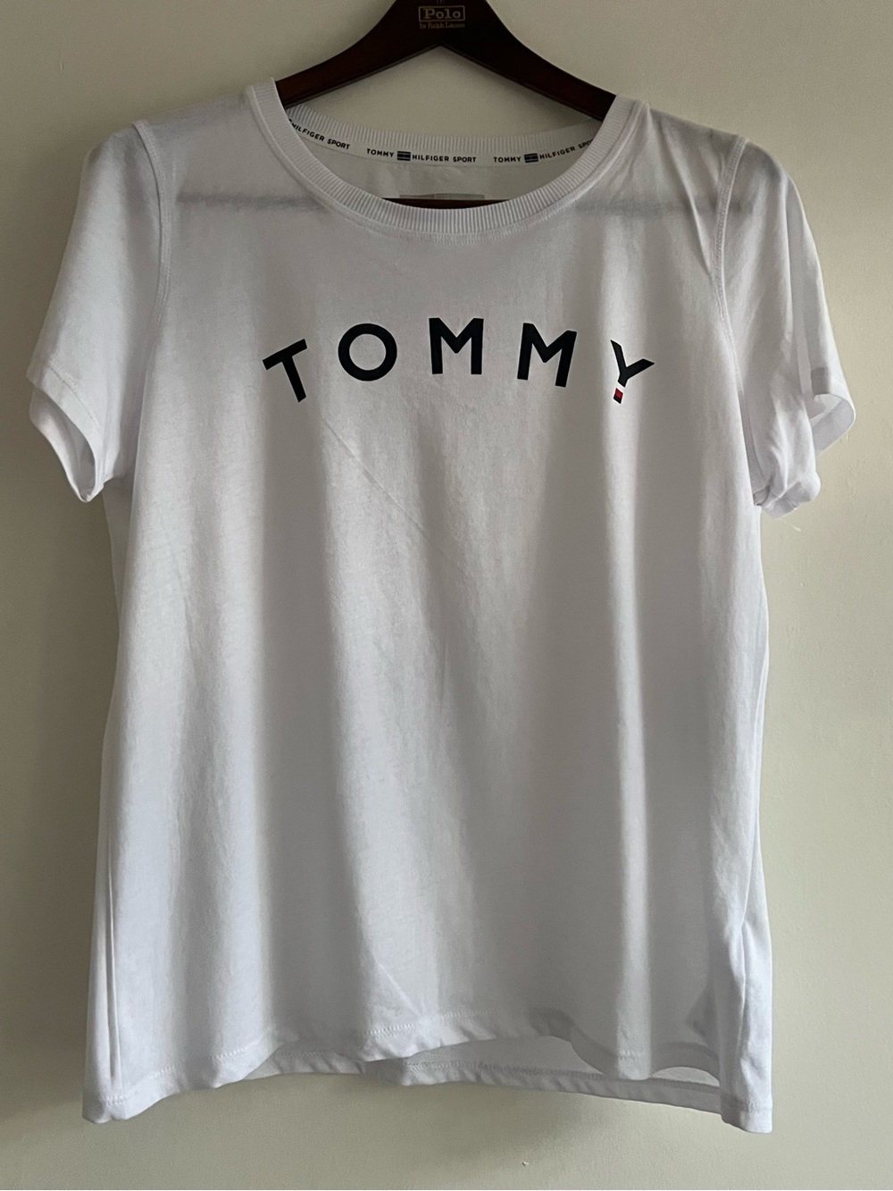 Tommy Hilfiger White Short Sleeve Logo Tee with Black Text